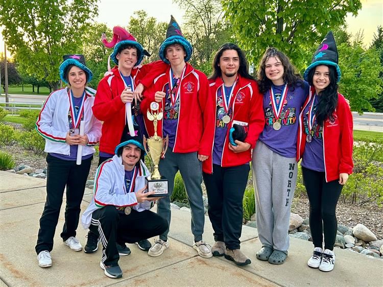 East High School Odyssey of the Mind Team with their 2nd Place Trophy from World Finals